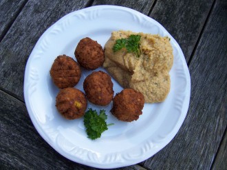Leckeres veganes Fast Food: Falafel mit Hummus (Foto: Birgit Hartmeyer)