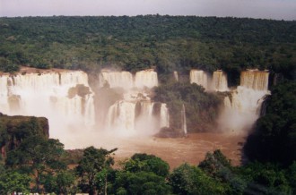 Panorama der Wasserfälle von Iguaçu von der brasilianischen Seite aus gesehen (Foto: Birgit Hartmeyer)