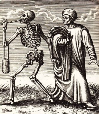 “Tod und Doctor” aus dem Baseler Toten¬tanz. (Aus G. Kaiser (Hg) Der tanzende Tod. Insel 1982)